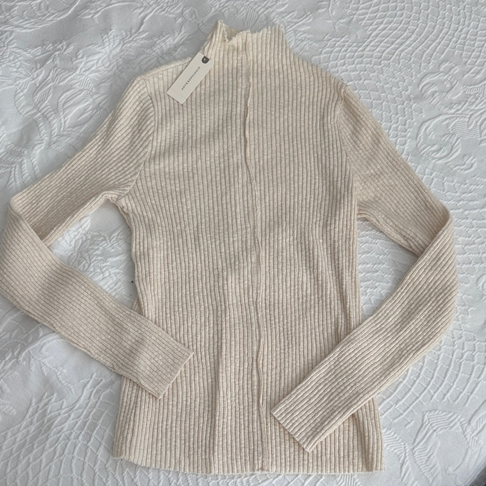 Anthropologie Beige Ribbed Knit Top